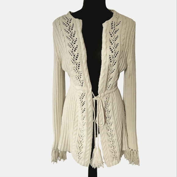 Express sz M Fringe Knit Sweater Cardigan - Picture 1 of 9